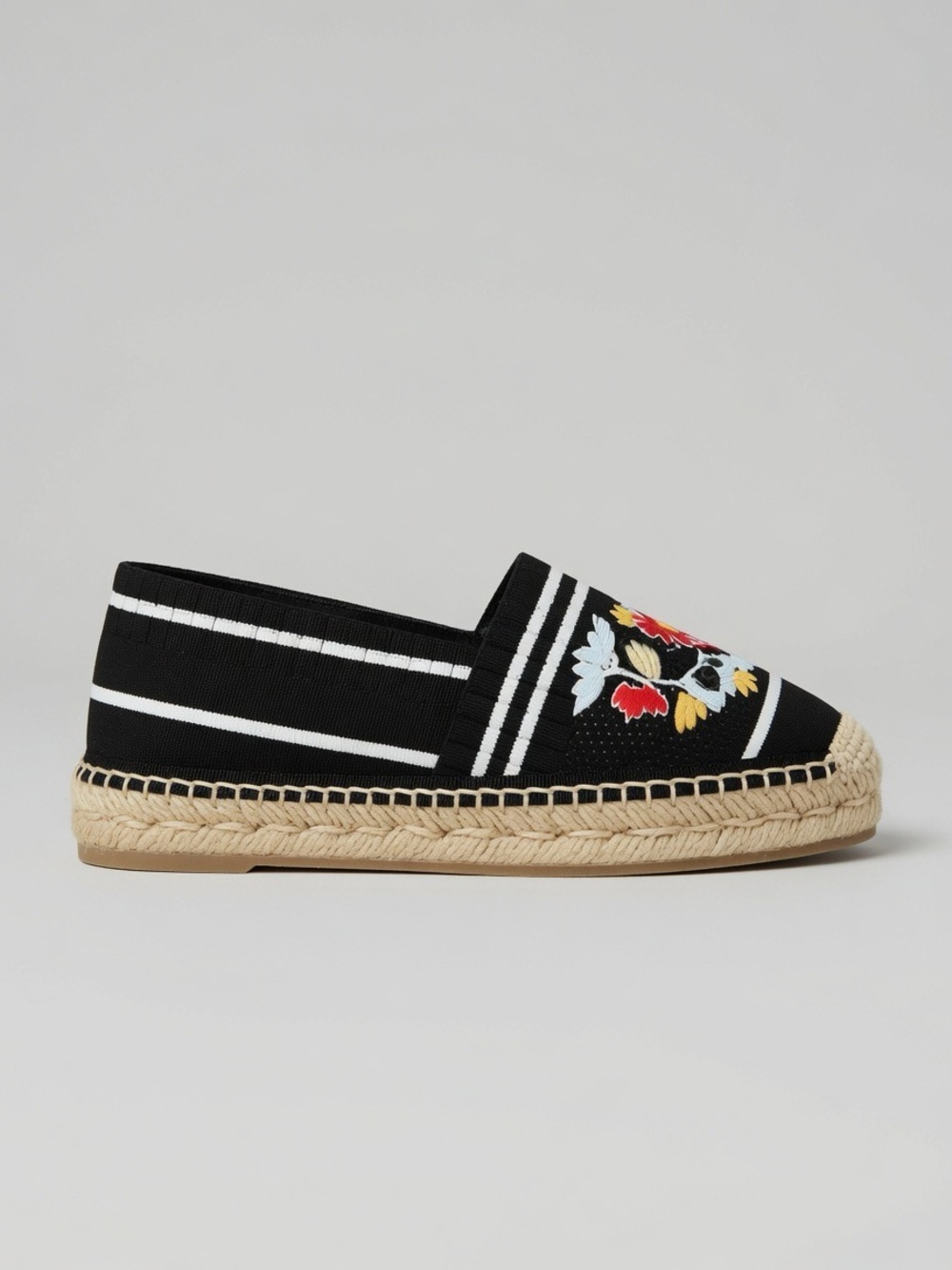 Fendi Black Embroidered Floral Espadrilles with Multicolor Accents - Picture 4 of 4